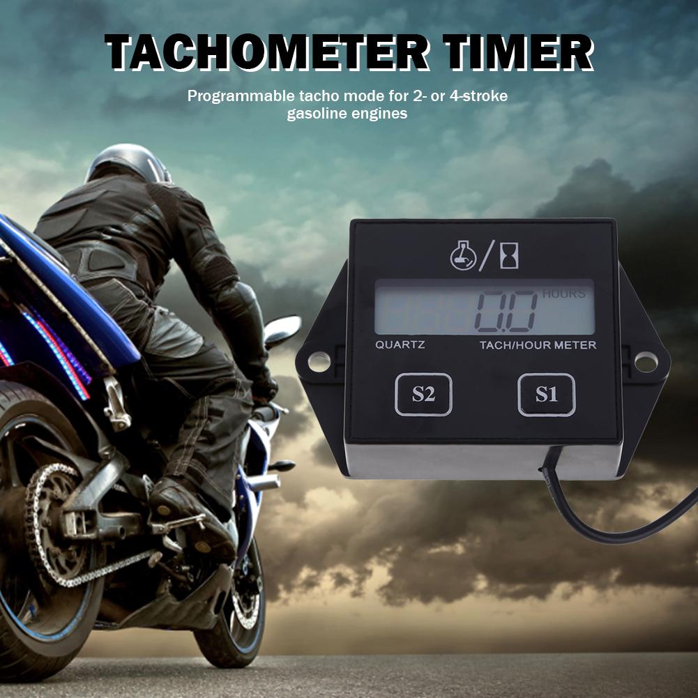 Digital Engine Tach Hour Meter Battery Operated Tachometer Gauge Inductive Tachometer Gauge for Motorcycle Marine Chainsaw Bike
