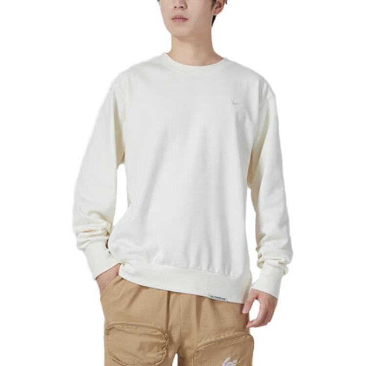 Nike Sweatshirts Men's Light Ivory White Crew Neck Moderate Other DQ5821-027