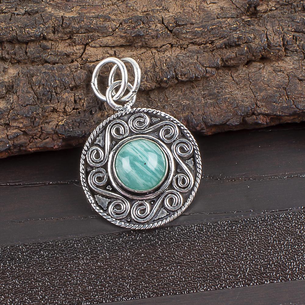Amazonit Anhänger, 925 Sterling Silber Anhänger Schmuck Handgefertigt Böhmischer Edelstein Schmuck, Attraktiver Amazonit Anhänger zum Geschenk