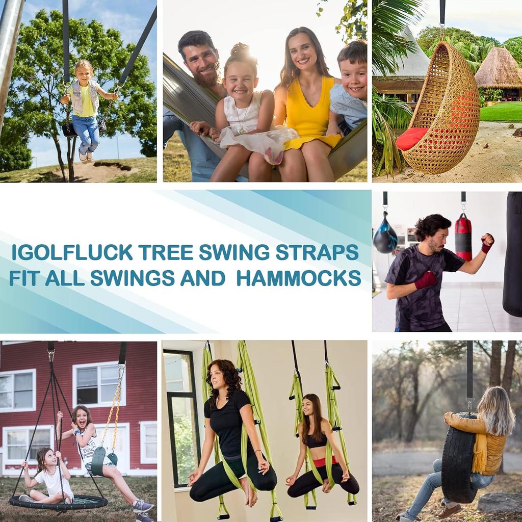 Tree Swing Straps Hanging Kit 3FT/8FT/15FT/20FT/25FT, Extra Long Tree Swing Straps Holds 5500 Lbs with Lock Carabiners & Tree Protectors, Safer for