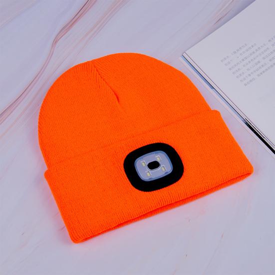 Women Men Illuminated Hat USB Charging LED Beanie Hat Headlamp Knitting Hat Unisex Winter Knit Beanie with 4 LEDs Light