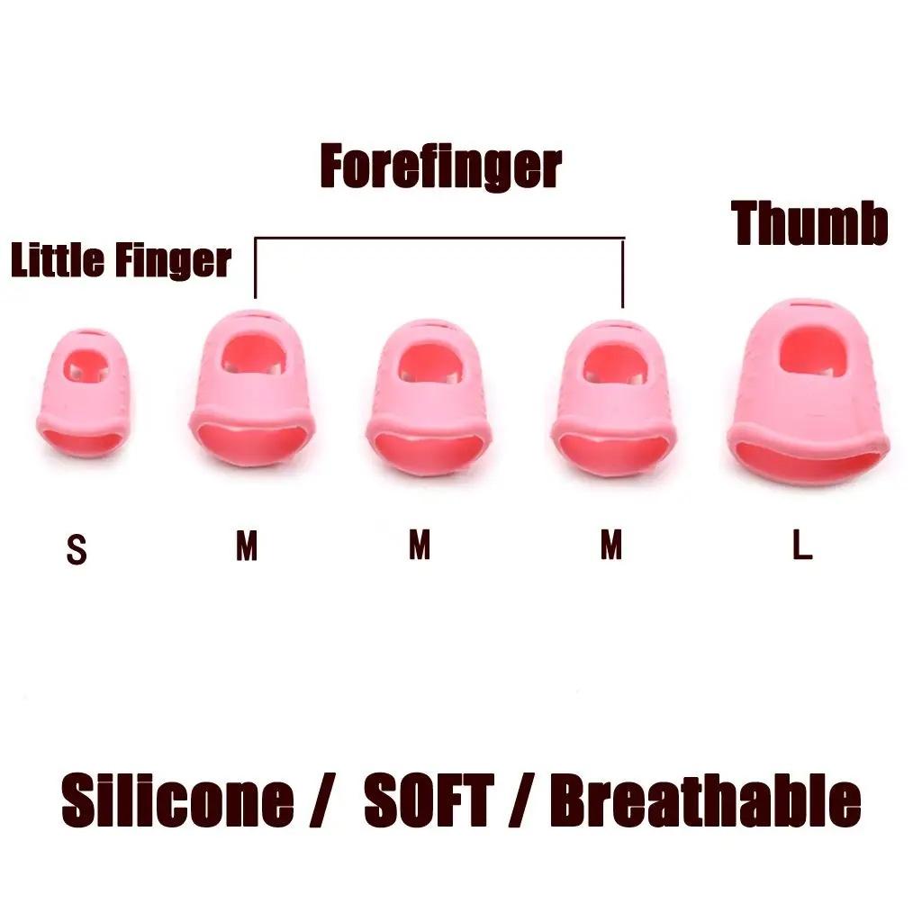 Guitar Finger Protectors (S+3M+L) Silicone Finger Protectors Ventilation Holes Good Elasticity Finger Protectors for Guitar Playing