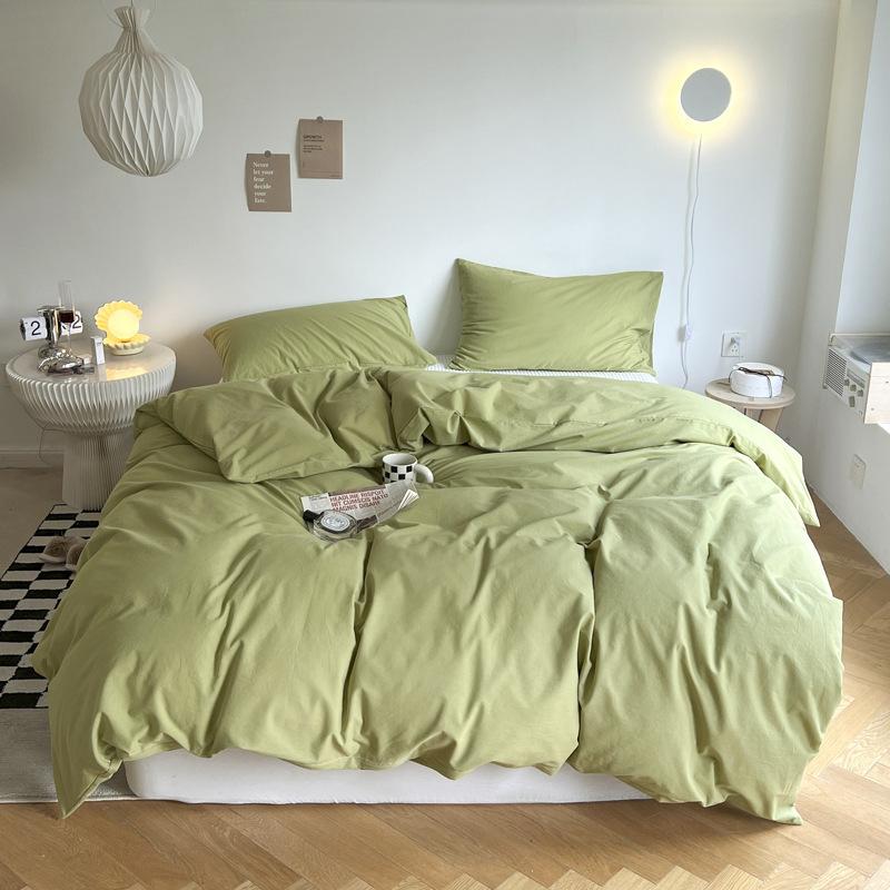 Ins Solid Color Washed Cotton Quilt Cover Single and Double Four Seasons Pure Cotton Quilt Cover