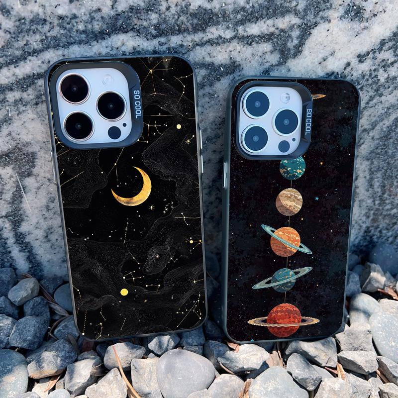 Universe Planet Starry Sky Sun Laser Phone Case For iPhone 13 Mini 12 11 Pro Max 15 16 14 Pro Max Plus Shockproof Phone Covers