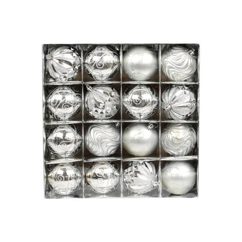 16Pcs Christmas Ornaments Balls, Shatterproof Painted Ornaments Ball Decorative серебряный