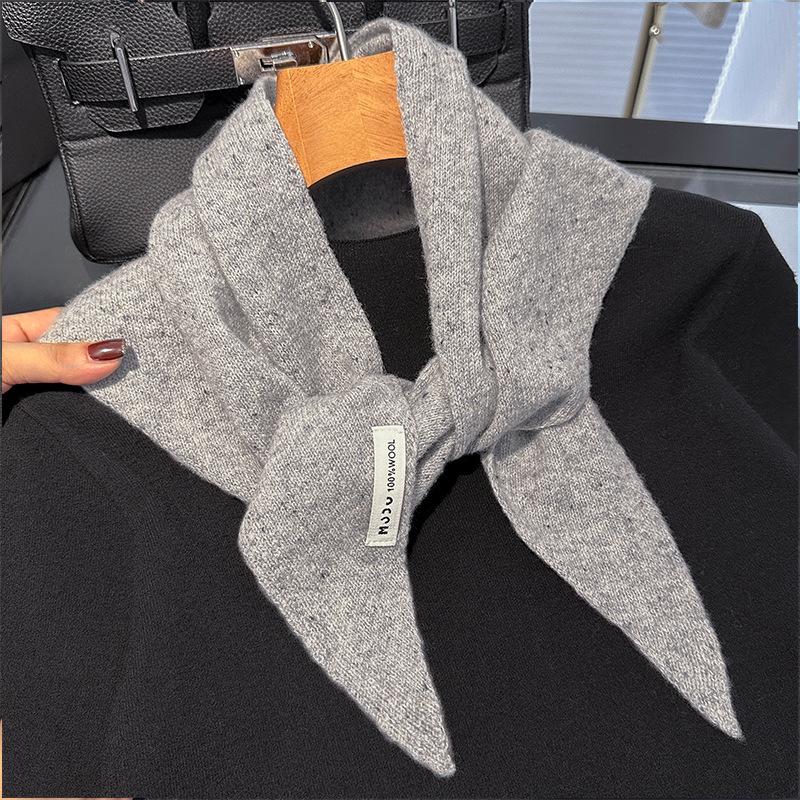 Strickschal für Damen, 100 % Wolle, Winterwarm, Dreieckiges Design, Unifarben, Dickes Tuch, Weicher Kaschmir-Pashmina-Halskragen, NEU