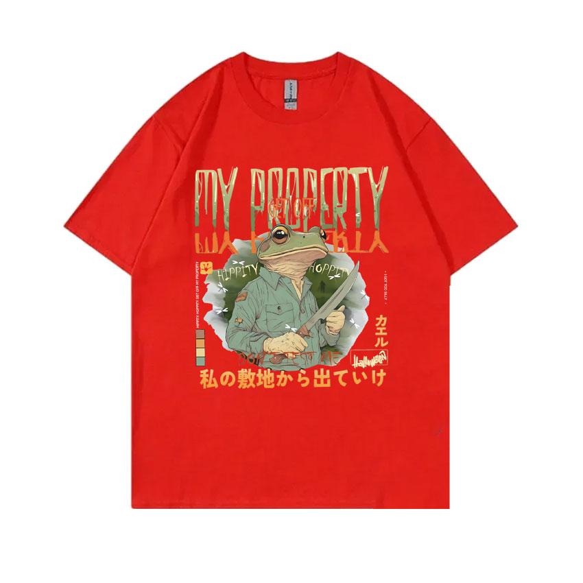 

Hippity Hoppity Get Off My Property Frog Tshirt Unisex Women Japanese Vintage Casual Oversized T Shirts Unisexs 100 Cotton Tshirts S