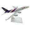 1/400 16cm Plane Model Thai Airways A380 Diecast Alloy Airplane Model Kit with Stand for Aviation Enthusiast Gift or Plane Toy