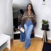 Pantaloni Jeans Larghi a Gamba Dritta a Vita Media con Multi Bottoni Streetwear a Vestibilità Larga da Donna per Primavera Abbigliamento Casual Quotidiano