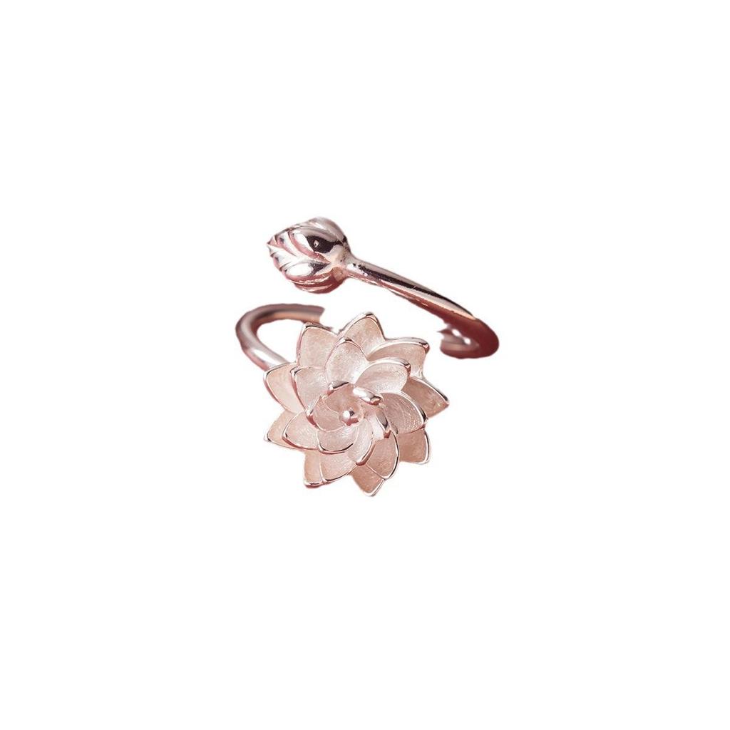 2024 Elegant Sterling Silver White Lotus Adjustable Ring