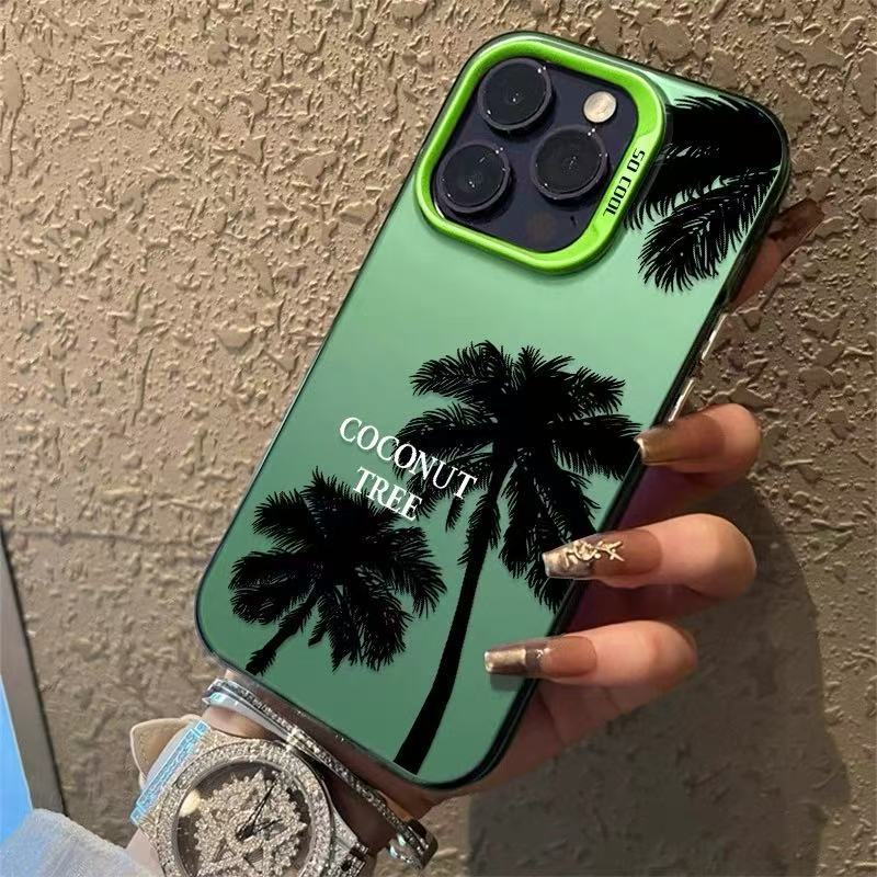The new silhouette coconut tree is suitable for iphone17 mobile phone case Apple 15promax/14 anti-drop 13pro16 premium.