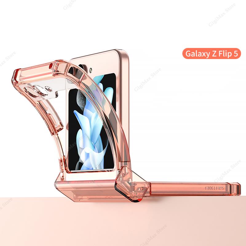 Wireless Charging Case For Samsung Galaxy Z Flip 5 Flip5 Clear Soft Cover For Samsung ZFlip5 Z Flip5 Funda Case Protective Coque