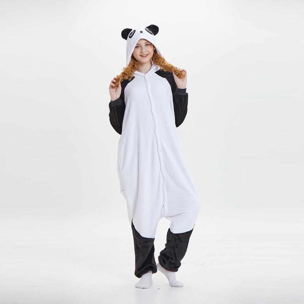 Women Flannel Cartoon Animal One-Piece Pajamas  Keep Warm Pajamas