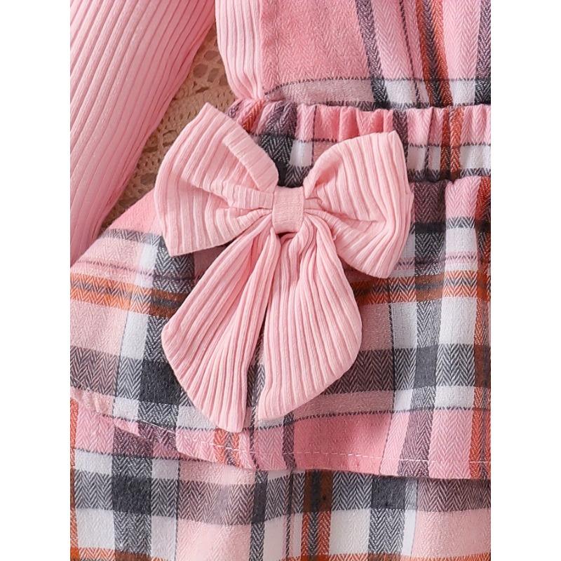 Haine Fetiță Nou-născut Infant Salopetă cu Mânecă Lungă cu Bentiță Set 3 piese Fundă Toamnă Iarnă 0-18 Luni, pentru Exterior