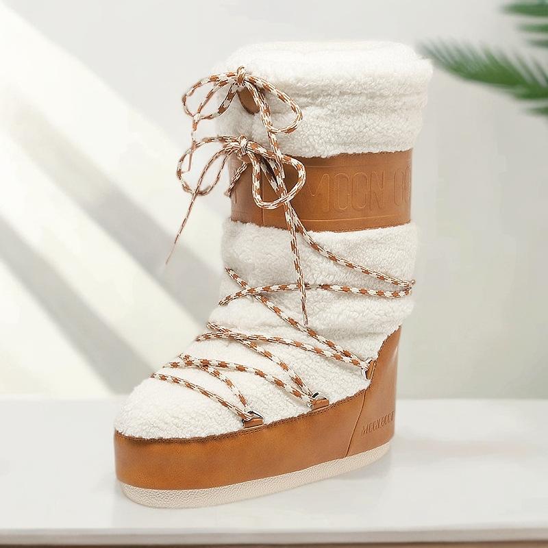 Inner Height-increasing Snow Boots Cotton Shoes Women's 2025 Winter Women's Shoes New Super-fire Warm Cotton Boots Non-slip and Waterproof Short Boots