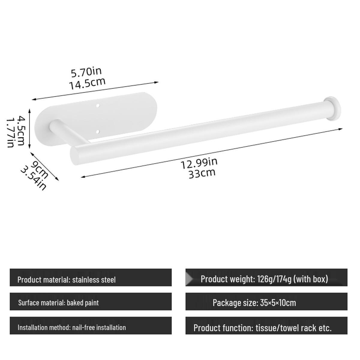 

Безсвердловий клейкий тримач для кухонних паперових рушників з нержавіючої сталі - Настінний чорний металевий американський стиль