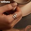 WOSTU 925 Sterling Silver Three layer AAA CZ Opening Ring For Women Special Party Stackable Rings Anillo Jewelry accessories