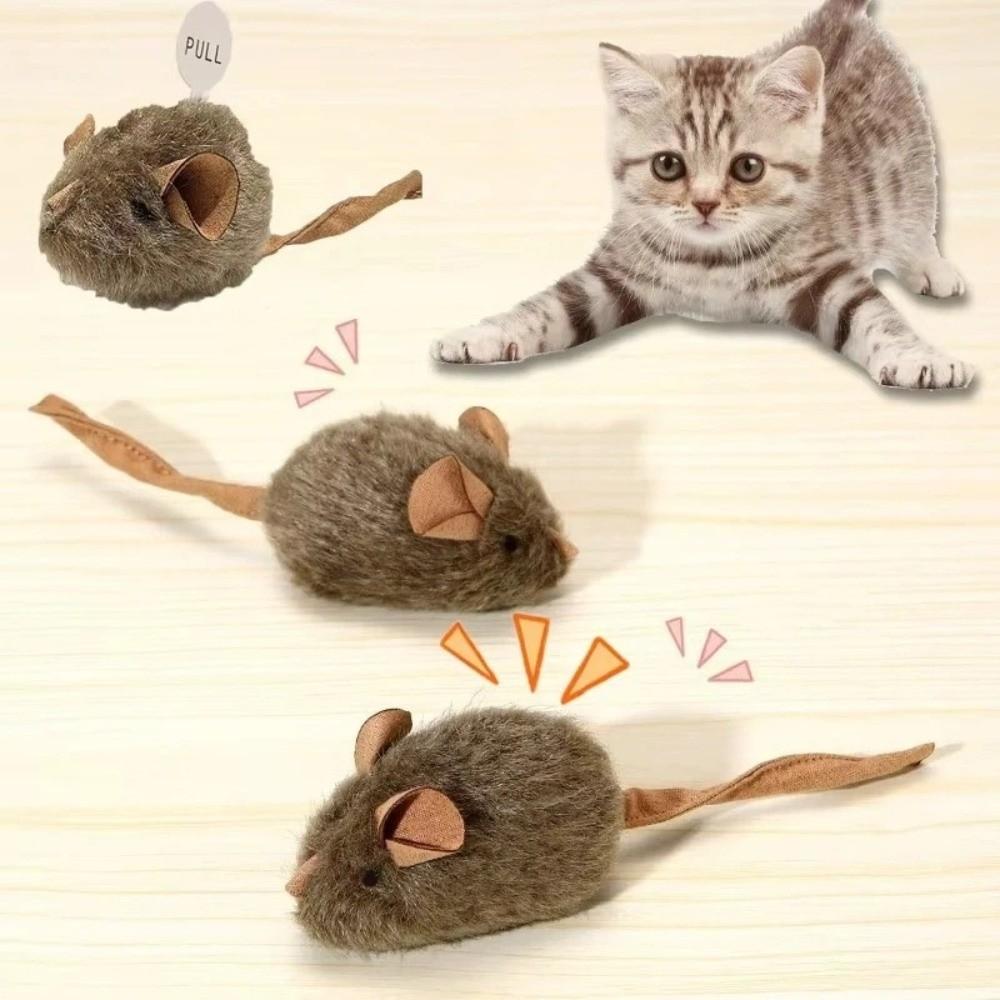 2PCS Bite-resistant Simulation Mouse Toy Automatic Squeaky Cat Teaser Wand Cat Exercise