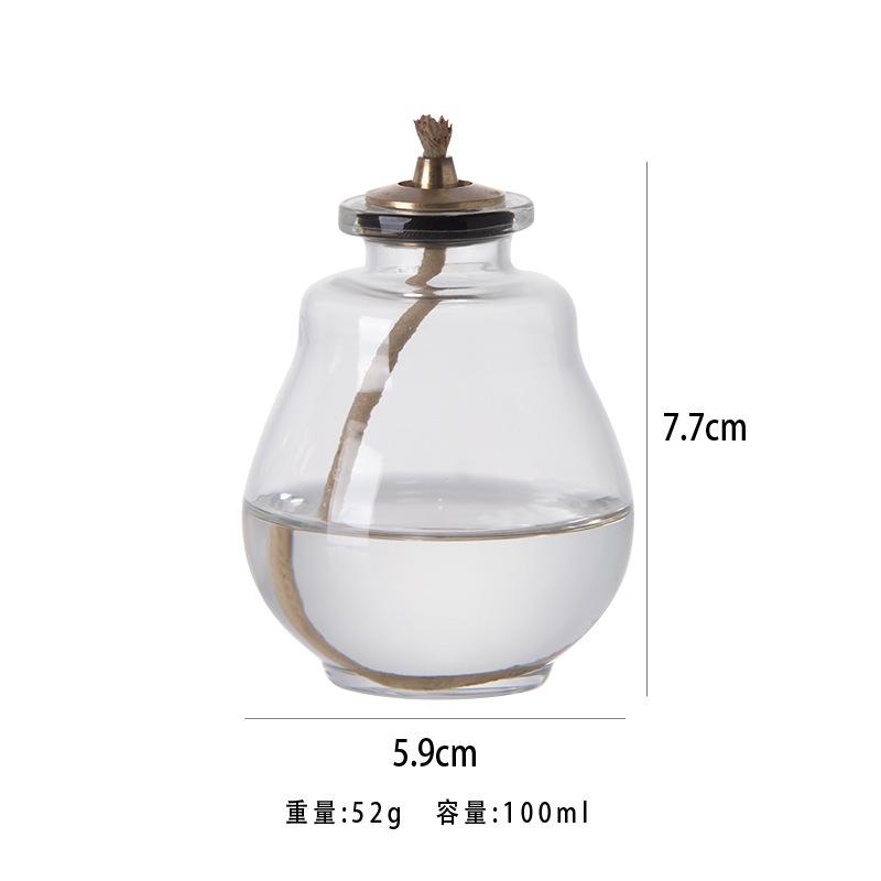 

Clear Glass Oil Lamp Round Shape Smokeless Candle Holder for Ghee Tea Light Minimalist Home Decor прозорий