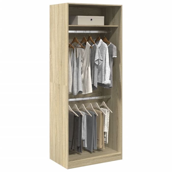 VidaXL Garde-robe chêne sonoma 80x50x200 cm bois d'ingénierie, armoire de rangement, organisateur de garde-robe, armoire, 3307794