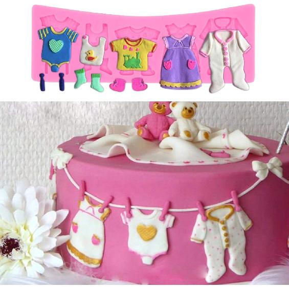 Rainmae 6Pcs Cute Baby Silicone Fondant Cake Mold Baby Birthday Party Kitchen Baking Mold Cake Decorating Moulds Modeling Tools Baby Shower Gender