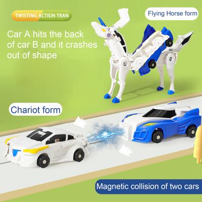 2 ks/sada Transformovatelné auto s létajícím koněm Hračka Kolizní deformace 2 v 1 Mini vozidlo Vzdělávací Transformující Mechanické Létající Batolata Chlapci
