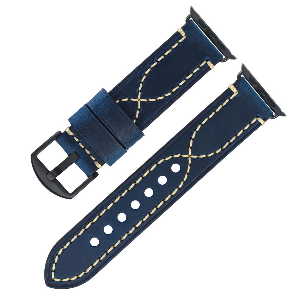 Apple Strap Apple Iwatch7 SE 6 5 4 Genuine Leather First Layer Stainless Steel Pin Buckle Leather Strap Men