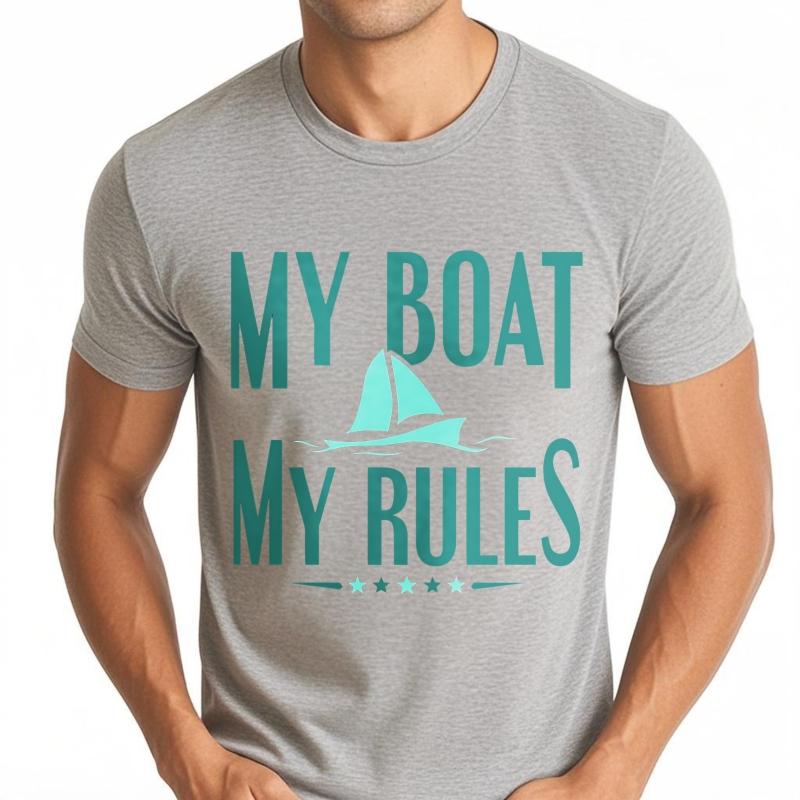 Man Brand Tshirt Daily Wear Summer Women Tshirt My Boat My Rules Sailboat Design Short Sleeve Solid Color Crew Neck Tshirt