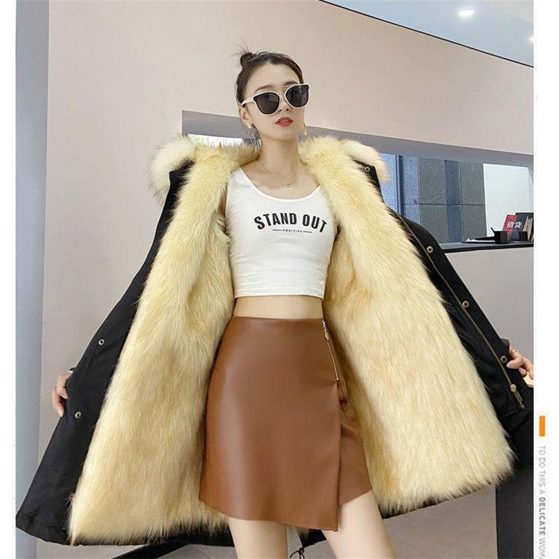 Winter Women's Coat Mid-length Detachable Mink Velvet Fax Fox Fur Imitation Fur Fur Thickened Coat
