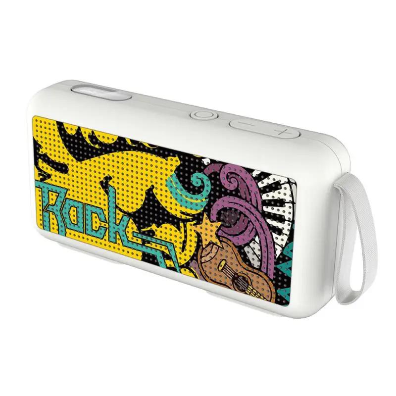 Black-Graffiti Mini Speaker Bluetooth-compatible 4.2 Wireless Speakers Micro SD Built-in Mic Stereo Music with FM TF Card