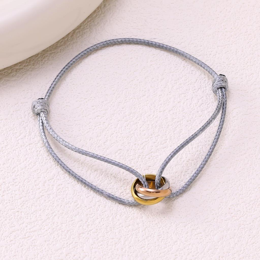 Minimalistisches Verstellbares Drei-Ring-Webarmband - Trendiger Hochwertiger Paarschmuck