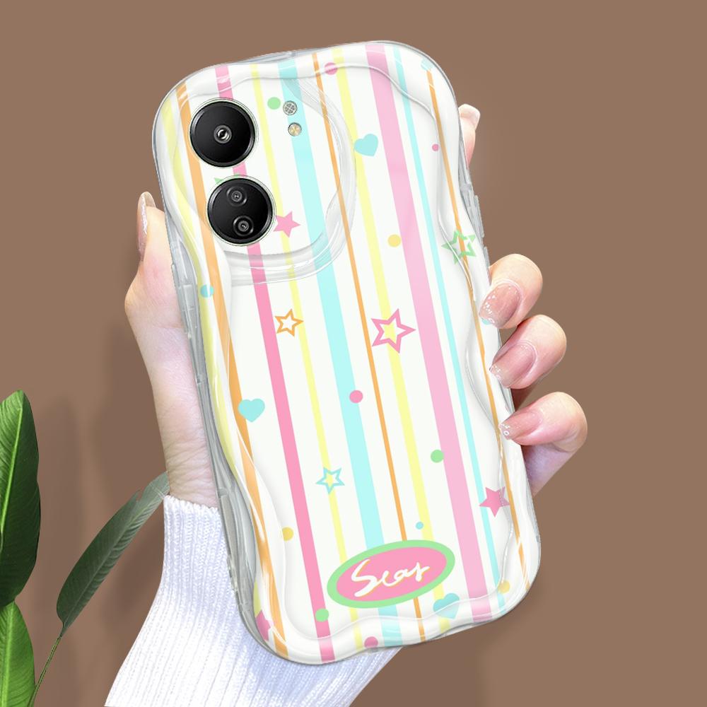 Cute Cartoon Pattern Cream Texture Casing Wavy Edge Soft Silicone Cover Phone Case for Xiaomi Redmi