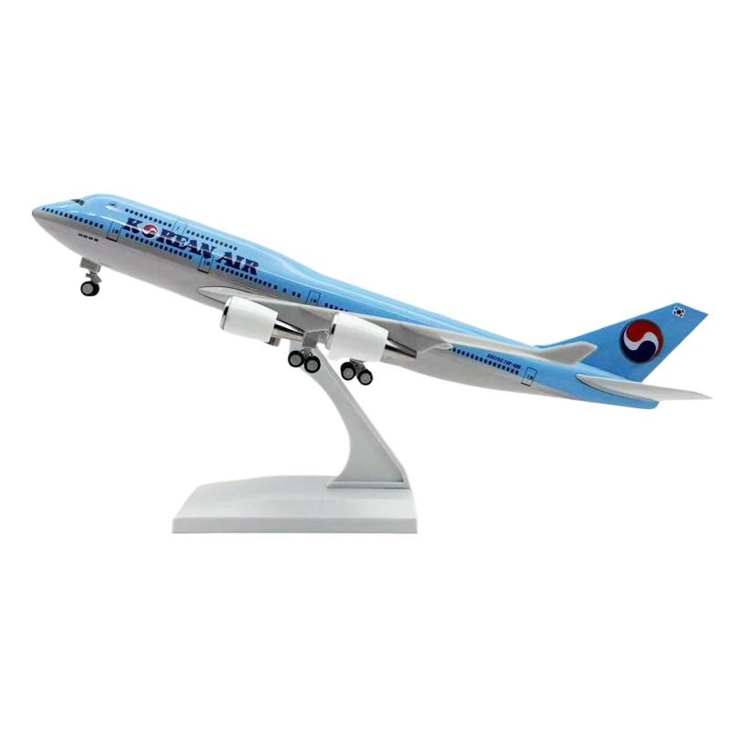 747 Korean Air 30cm Resin Replica Miniature Airplane Model Collection Toys Aircraft for Children Plane Model Simulation Gift