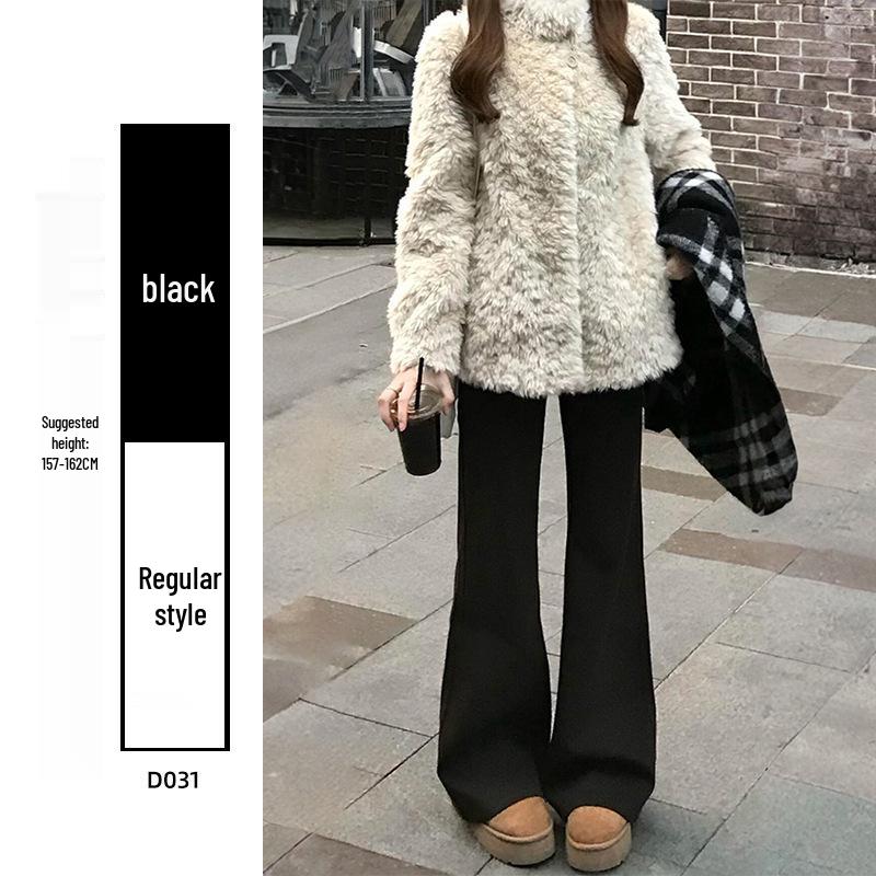 

Black Women s Micro-Flare Suit Pants - 2026 Spring/Autumn: High-Waisted, Petite, Casual, High-End Drape Trumpet Style M [95-105 kg]