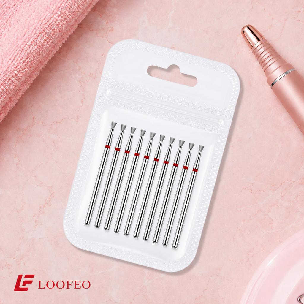 10PCS Diamond Nail Drill Bit Set Reverse Trapezoid 2.4/2.6/3/3.5/4/4.5mm Nail Milling Cutters Nail File Bit Sets for Nail Prep Nail Groove Cleaning