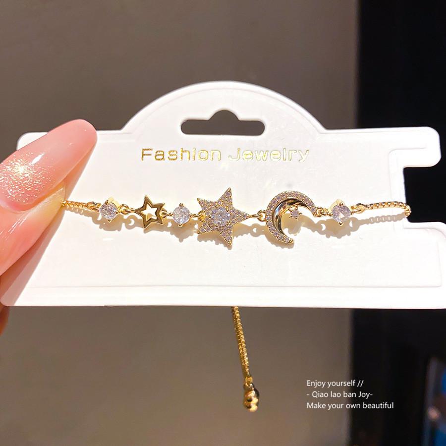 Light Luxury 18k Gold Plated Zircon Star Shape Bracelet For Women Gift Gift For Employees