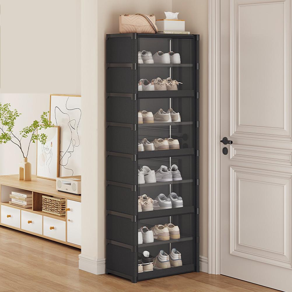 9-Tier Shoe Rack Organizer with Clear Cover Vertical Narrow Shoe Rack Organizer Shoe Shelf Shoe Stand Holder for Closet Entryway