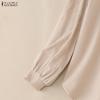 ZANZEA Women Casual Round Neck Solid Color Loose Long Sleeve Blouse