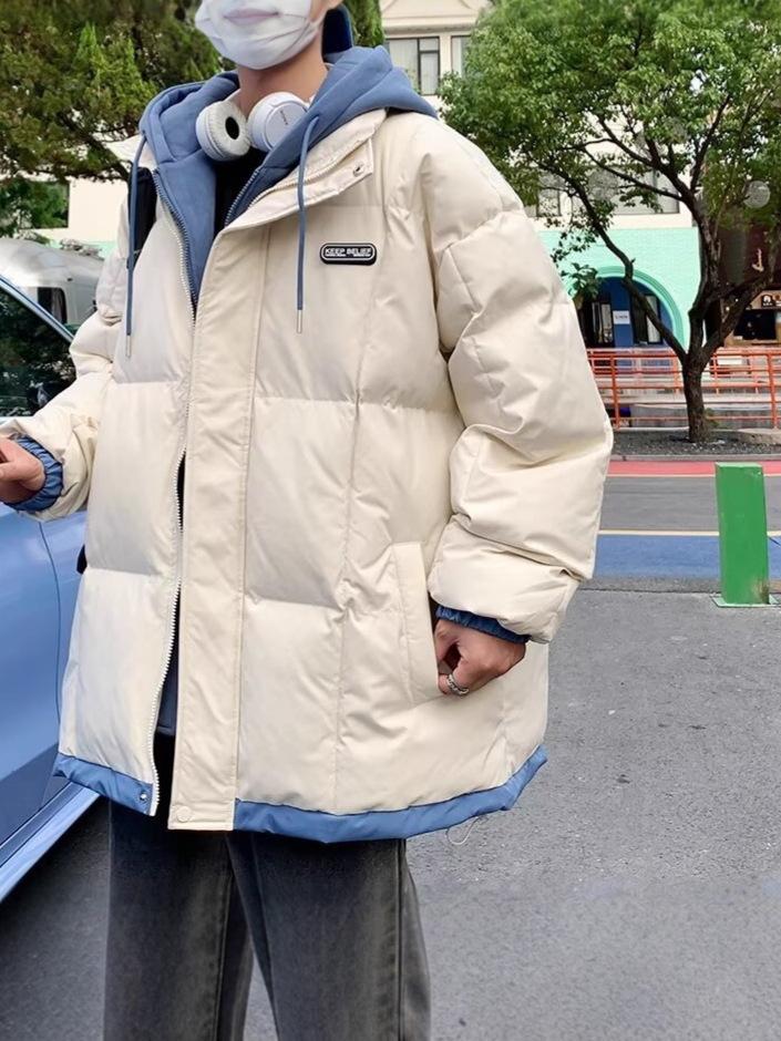 Men's 2025 New Style Winter Cotton Jacket: Thickened Two-Piece Look, Warm Padded Coat