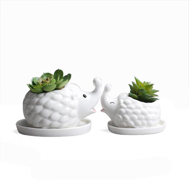 Succulent Ceramic Flower Pot, Gardening Creative Flower Pot With Tray, Korean Office Desktop Potted Ceramic Crafts