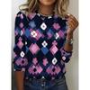 Autumn Women's 3D Geometric Print Crew Neck Long Sleeve T-Shirt