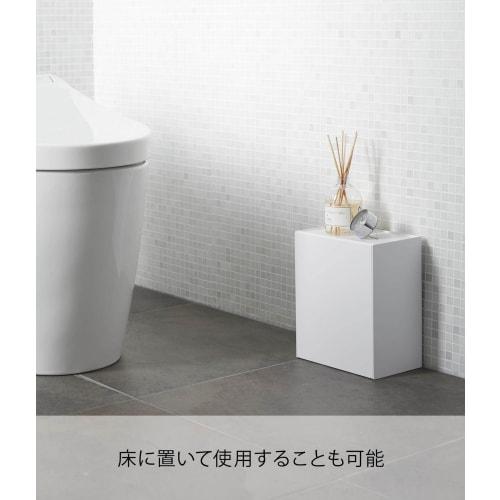 Yamazaki Wall-Mounted Toilet Pot & Storage Case, White, Approximately 8.7" W X 5.5" D X 9.2" H, Tower-Style Flap-Style Storage Box for Small Items, In