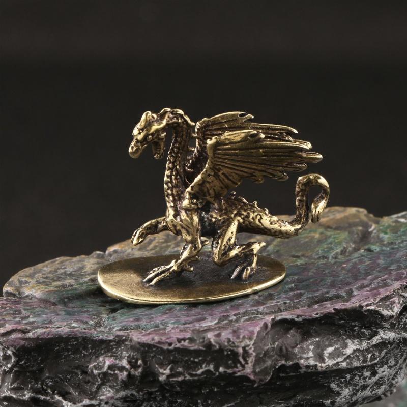 Pterosaur Brass Ornament Mighty Demon Dragon Little Flying Dragon Making Old Bronze Micro Carving Tea Pet Desktop Small Ornament