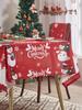 Red Christmas Tablecloth Winter Christmas Snowman Washable Table Cover for Party Dinner Decor