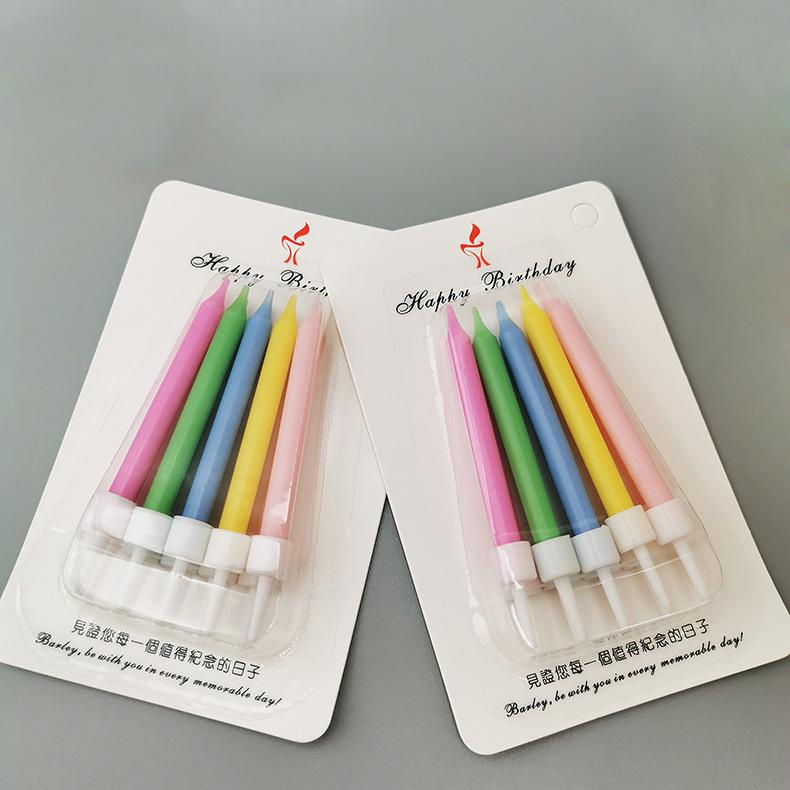 Colorful Jelly Color Long Pole, Bright Pole, Colorful Birthday Cake, Small Candle, Children's Macaron Party Milk Green