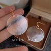 Clear Round Shell Geometric Earrings: Minimalist, High-End Vacation Style for Women