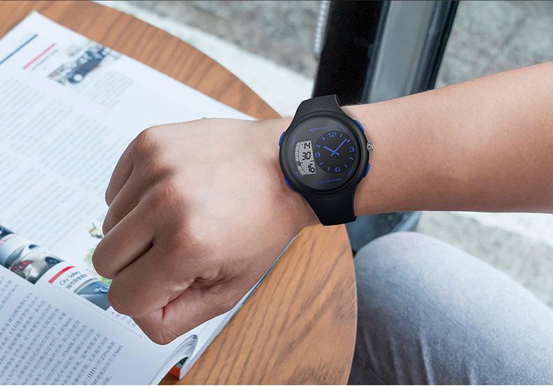 Sanda Men's Waterproof Dual Display Sports Watch with Large Screen for Students and Outdoor Activities