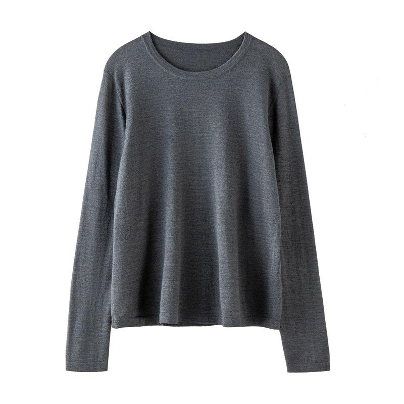 Yangzi Zhang Women's Versatile Fine Knit Wool Sweater - Loose Fit, Round Neck, Long Sleeve