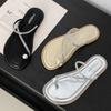 Fashion pearl rivets clip toe slippers women crystal beading narrow band flip flops new summer beach slides shoes  sandalias mujer