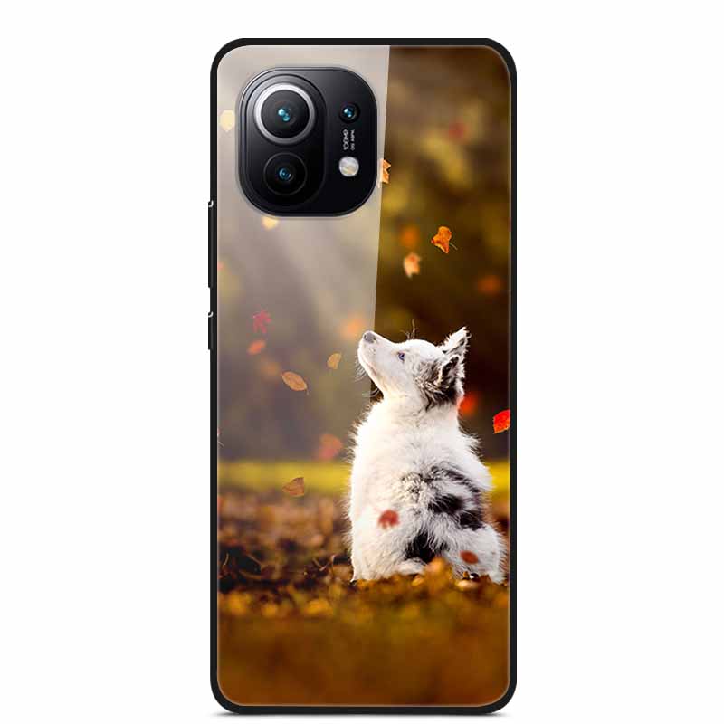 Glass Back Cover For Xiaomi 11 Lite 5G NE Case Soft Edge Hard Tempered Glass Case For Xiaomi Mi 11 Lite 5G NE Phone Case Coque